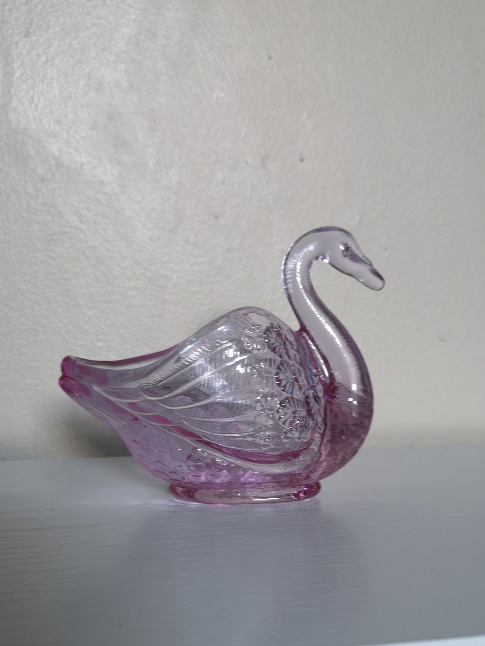 Beautiful Vintage Fenton Pink Glass Swan Candy/Trinket Dish Excellent HTF Rare